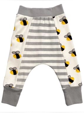 Baby Bee Stripe Harem Pants in Gray, White & Yellow